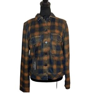 NWT LIVERPOOL LOS ANGELES Boxy Cropped Yarn Dye Knit Jacket Button Down SZ M